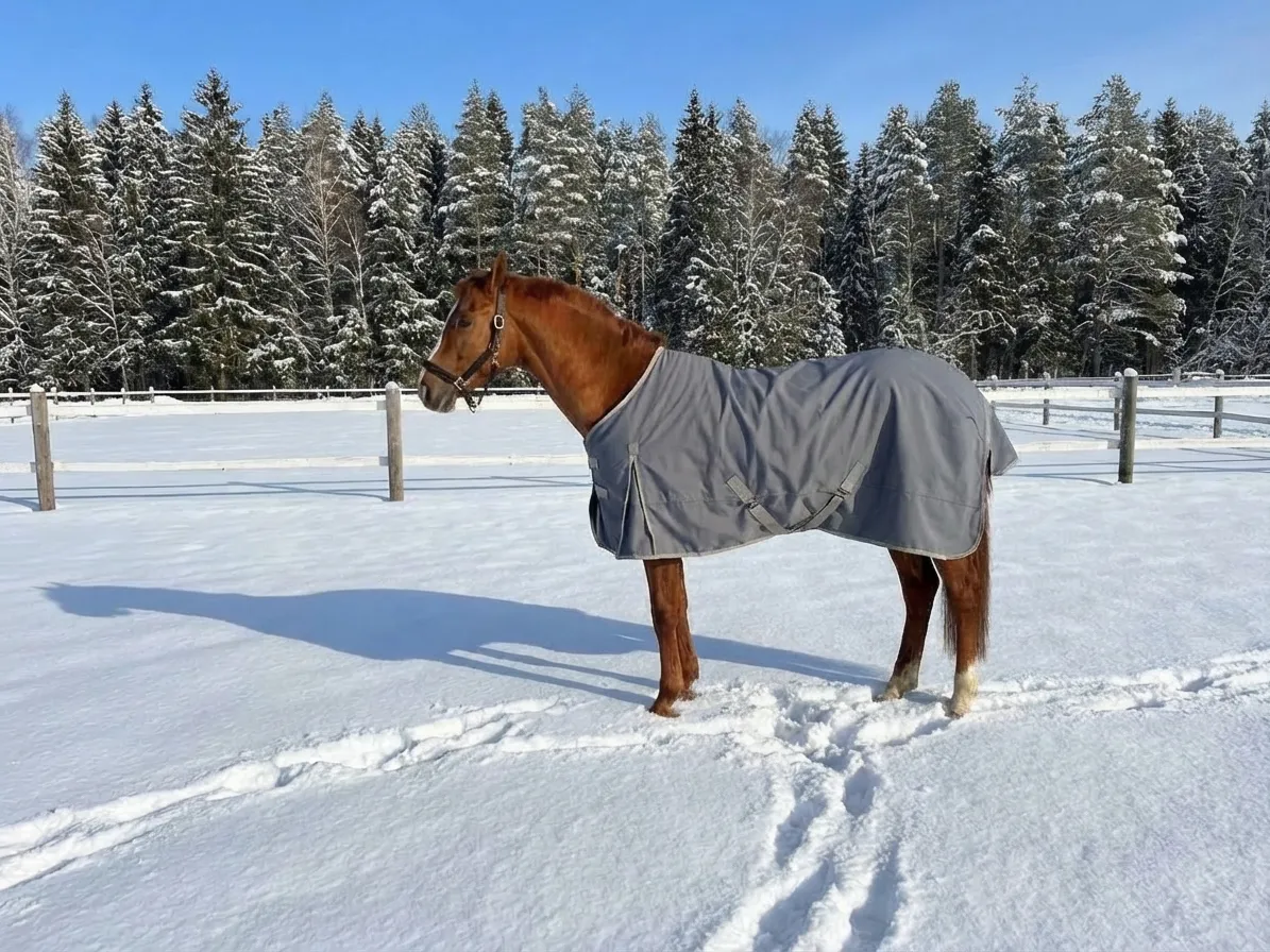 Попона прогулочная для лошади ОколоКони из софтшела, цвет серый, р-р 135