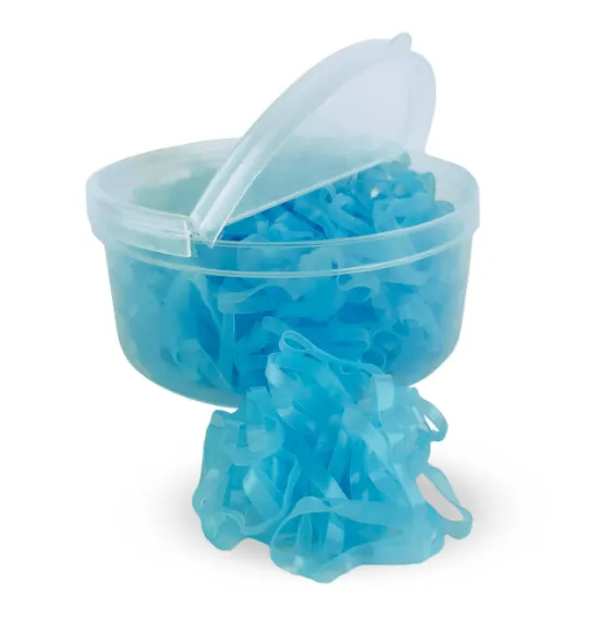 Резинки для гривы York в баночке плоские голубые 500 шт.