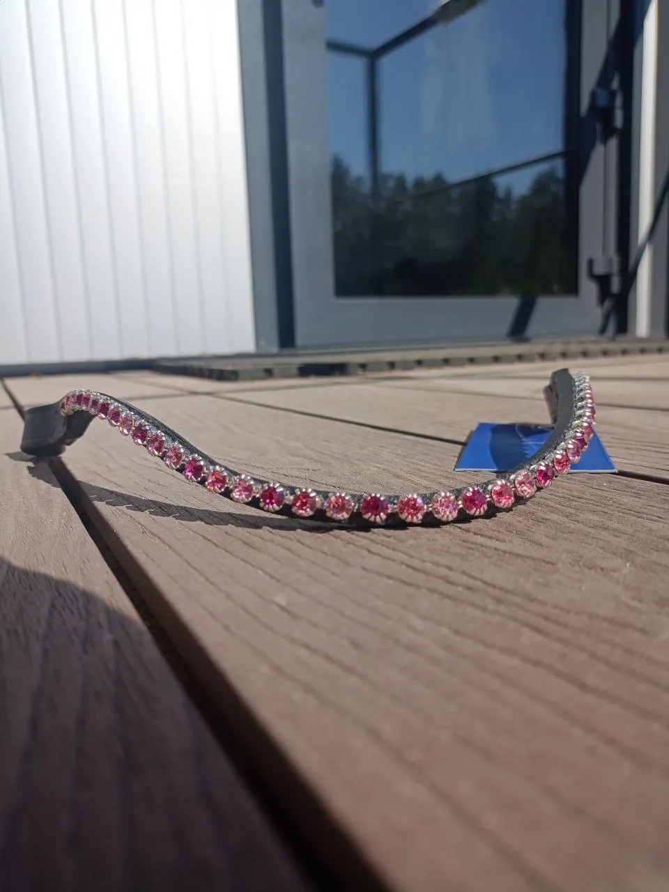 Налобный ремень Tasmanya с розовыми стразами, full