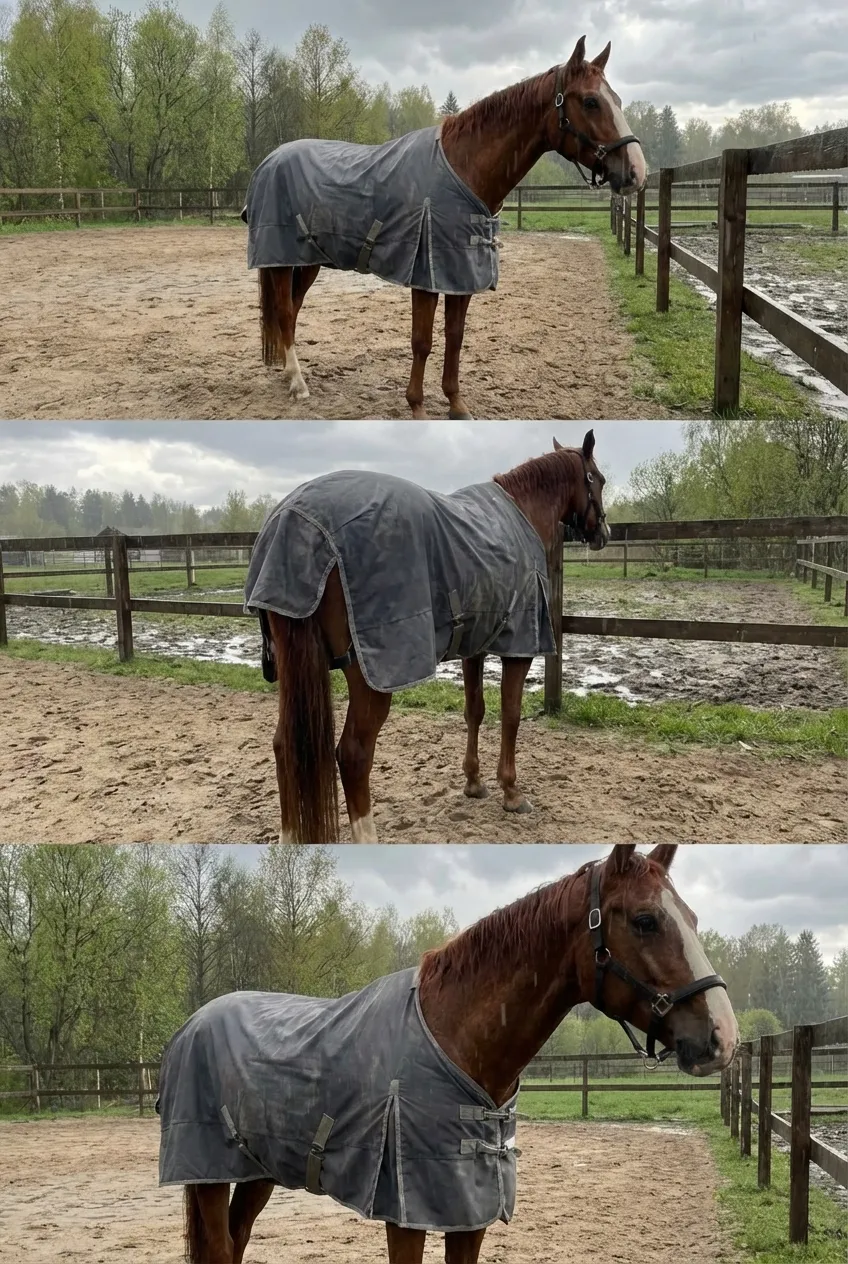 Попона прогулочная для лошади ОколоКони из софтшела, цвет серый, р-р 135