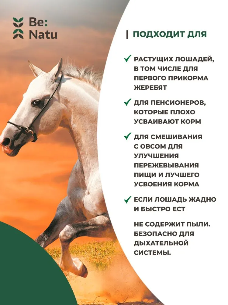 Be:Natu  Alfa-Alfa oil высокоэнергетический корм люцерна и масло для лошадей, замена сена, 15 кг