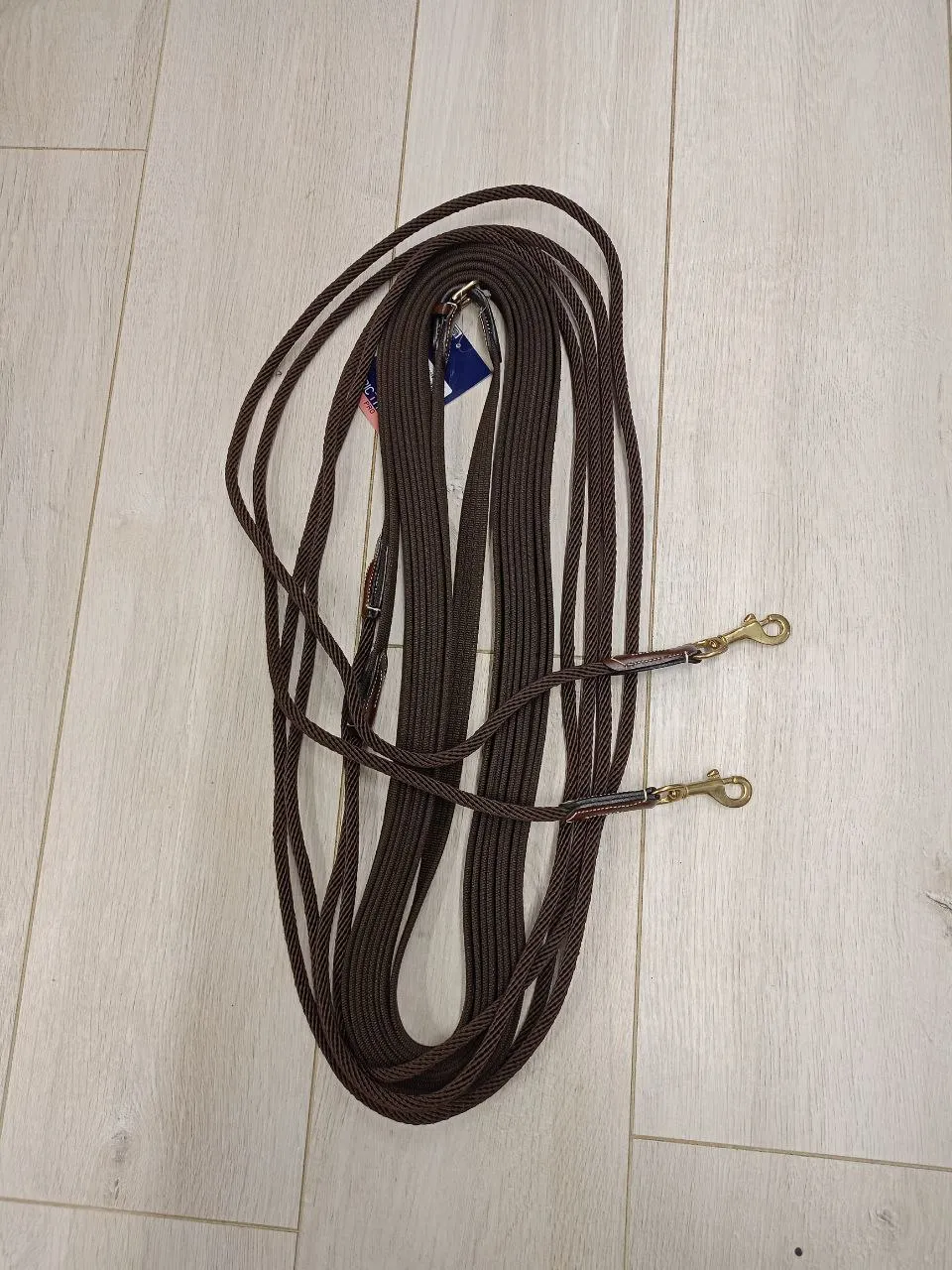 Двойная корда/вожжи для работы в руках ERIC THOMAS PRO, коричневые, 8 м