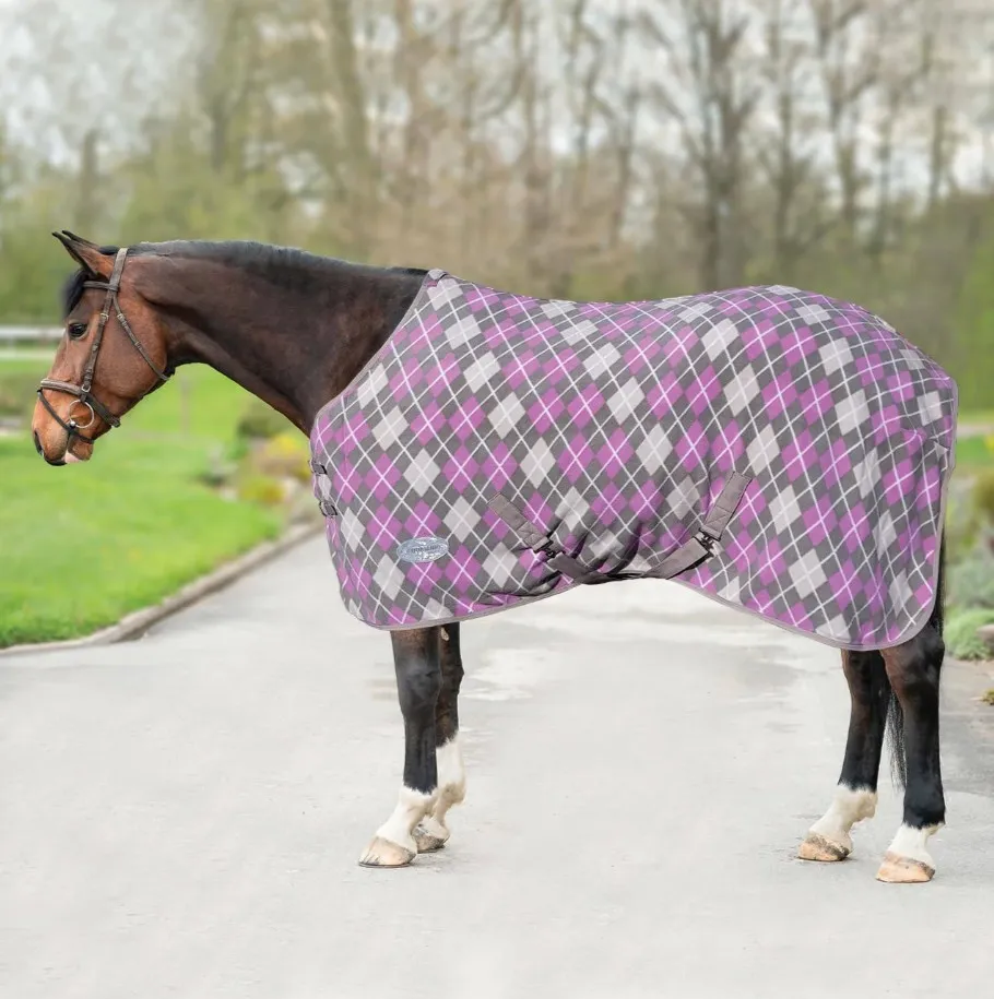 Попона HE Dalia флисовая с ремнями серо-розовая 145 см