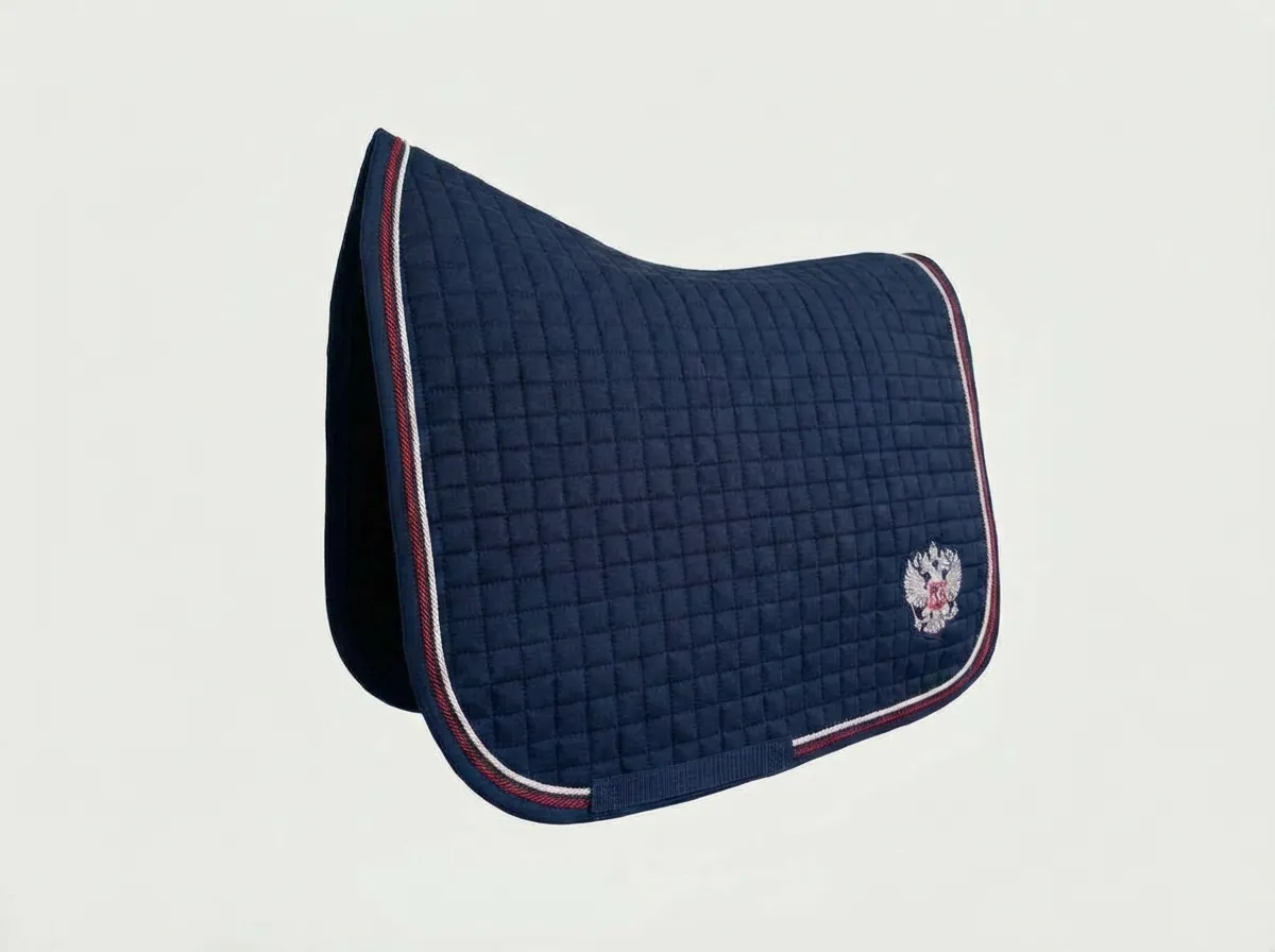 Вальтрап выездковый Российская Федерация для конного спорта ОколоКони, цвет синий, мелкая стежка