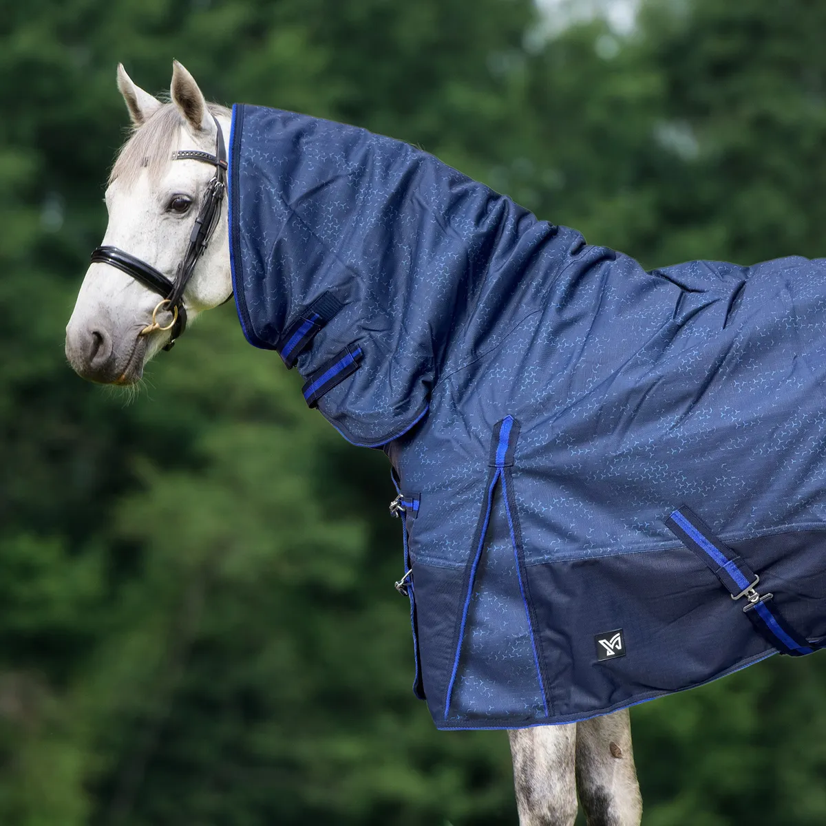Попона York Galaxy 1200D зимняя/дождевая с капором/200 гр синяя 125 см