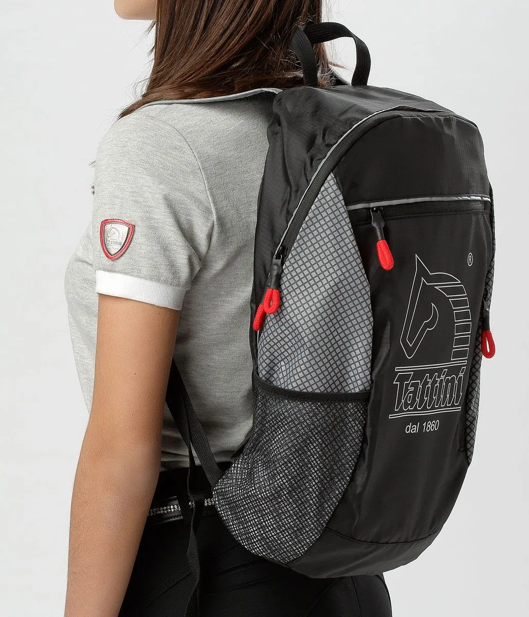 Рюкзак Tattini для аксессуаров всадника, облегченный, черно-серого цвета, вес рюкзака 200 гр.