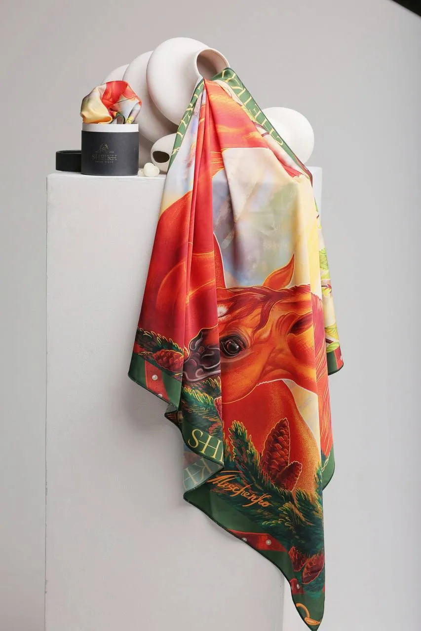 Платок маленький SHEIKH HORSE BRAND, коллекция Forest, р-р 90*90 