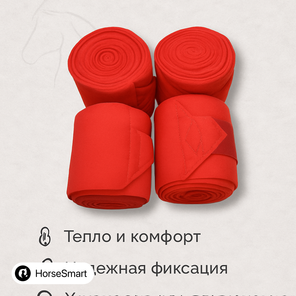 Флисовые бинты для лошади (красные 11)