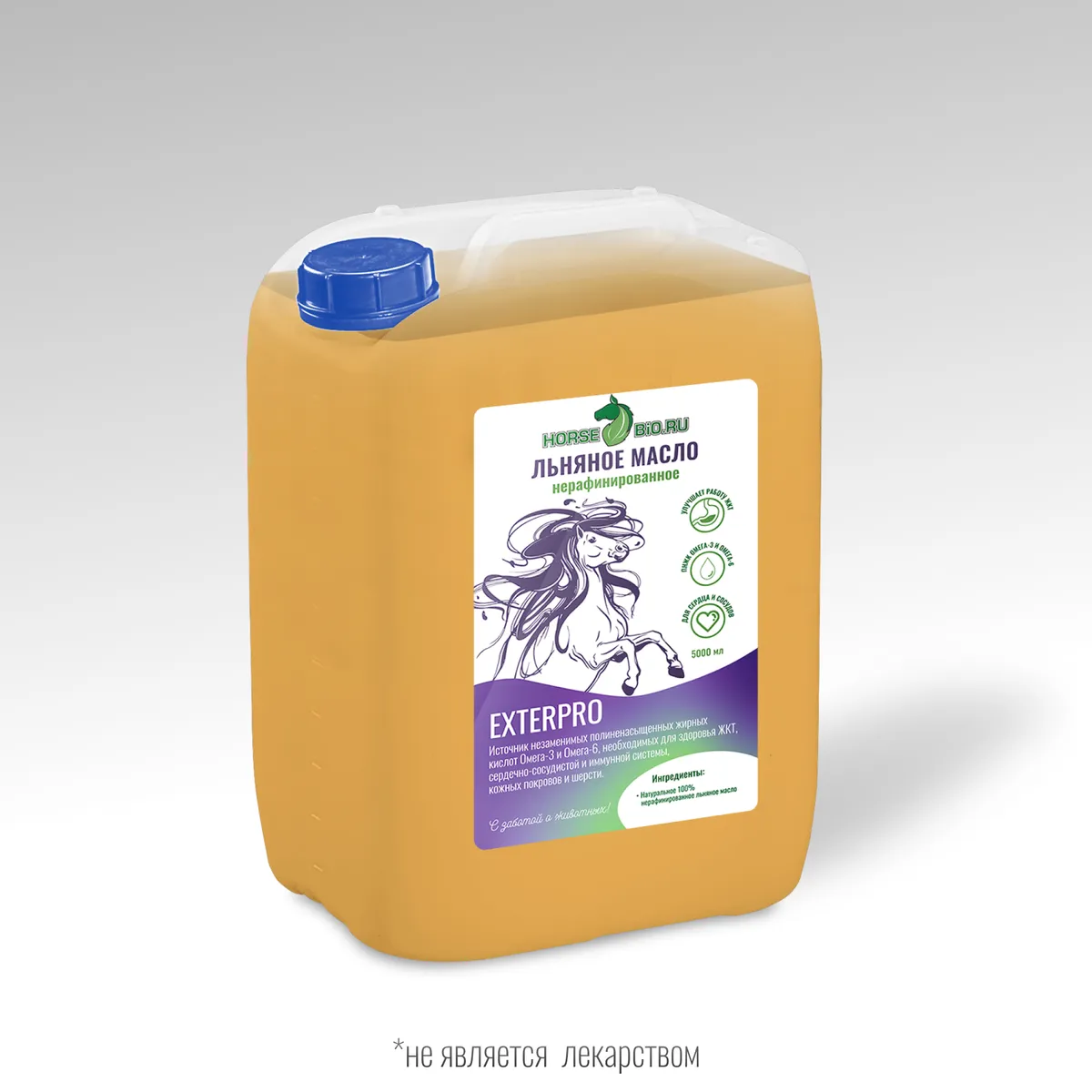 Льняное масло Horse-Bio ExterPro для лошадей, 5000 мл
