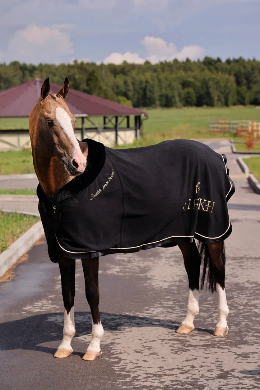 Попона SHEIKH HORSE BRAND, коллекция ORIENTAL, цвет черный, р-р 145