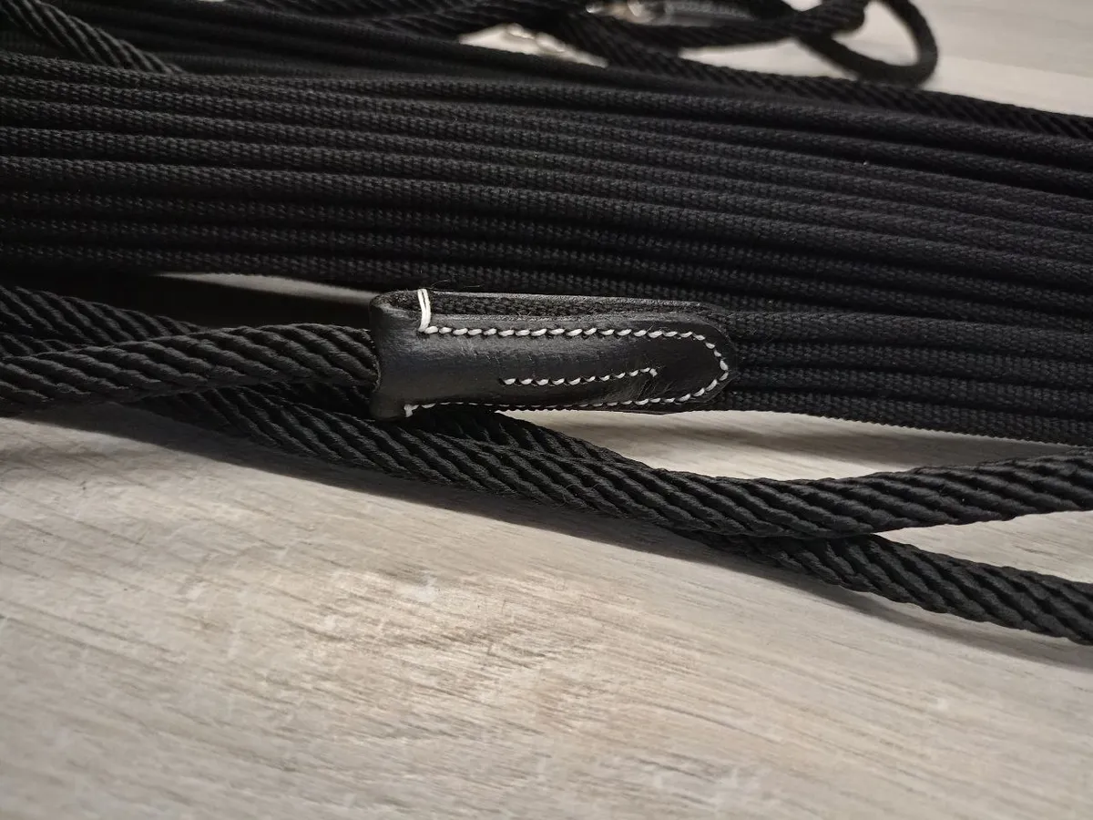 Двойная корда/вожжи для работы в руках ERIC THOMAS PRO, черные, 8 м