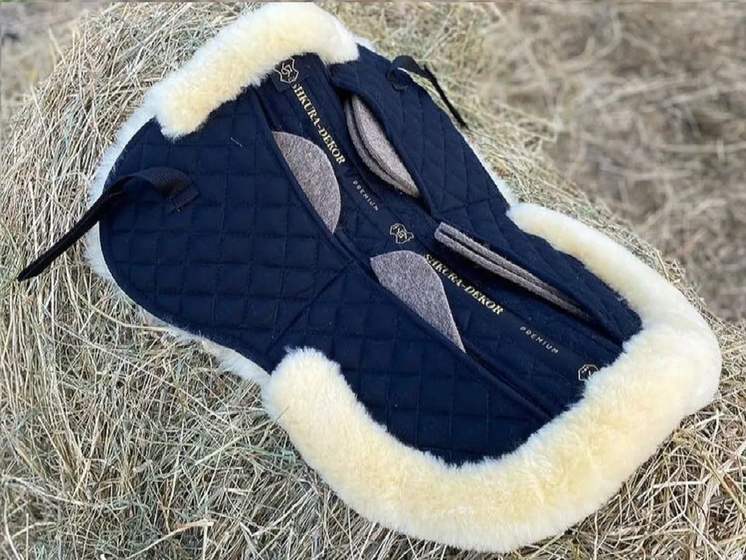 Корректирующая меховушка под седло бежевая