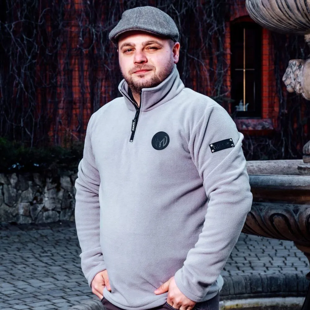 Кофта MANIC SKIN LOGO мужская флисовая, Серая,  размер 52