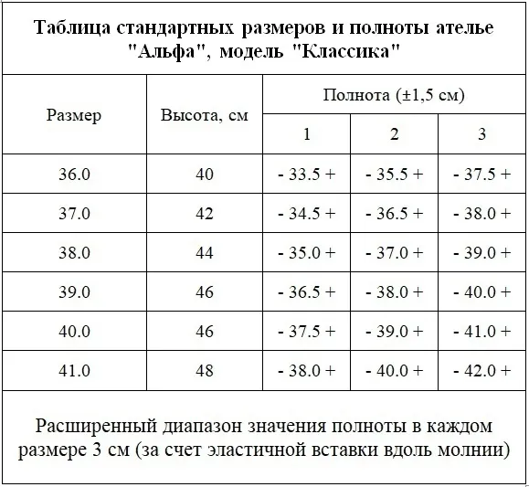 Сапоги Альфа «SHOES “Классика размер 38