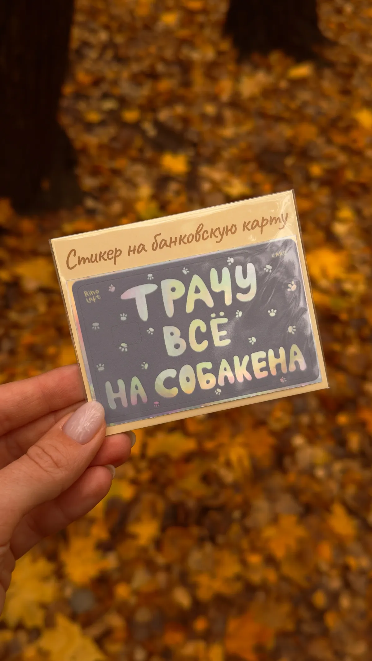 Стикер на банковскую карту "собакен"; Наклейка на карту