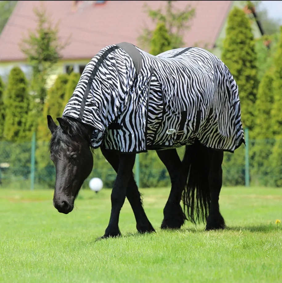 Попона York Zebra антимоскитная с капором черно-белая 135 см