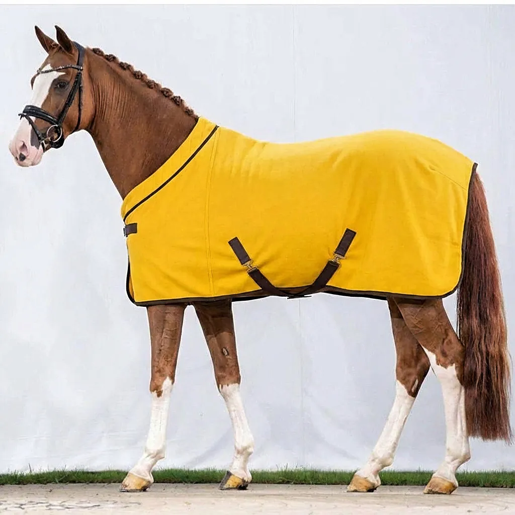 Попона флисовая для лошади конный спорт, верховая езда ОколоКони, цвет горчица, р-р 135