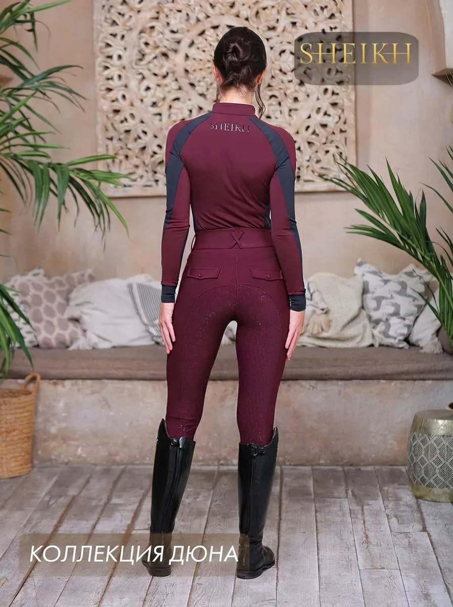 Бриджи для верховой езды SHEIKH HORSE BRAND, коллекция ДЮНА, цвет бордовый, размер 42 (S)