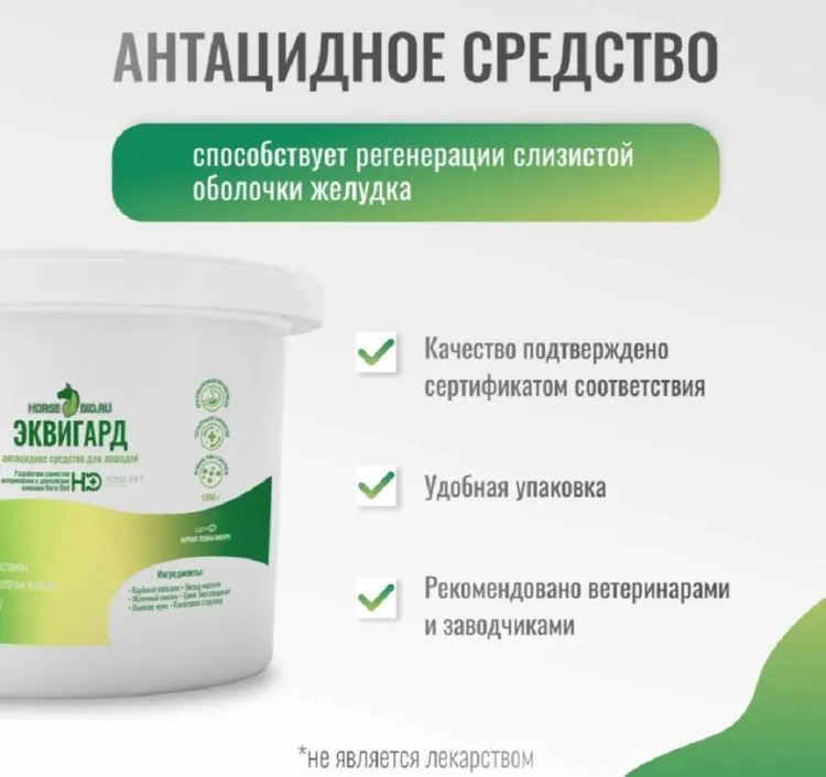 Horse-bio: Антацидное средство ЭквиГард GastroPro для лошадей, гастриты и язвы желудка, 1 кг