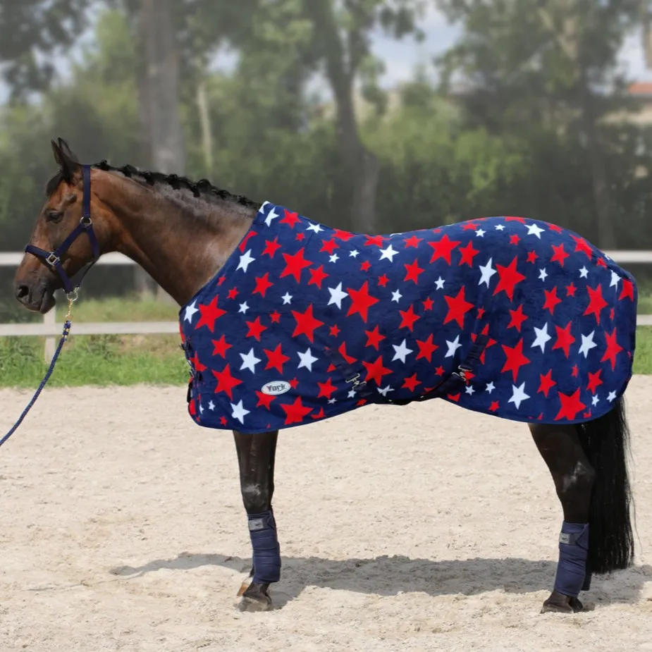 Попона York Stars флисовая с ремнями темно-синий/звёзды 145 см