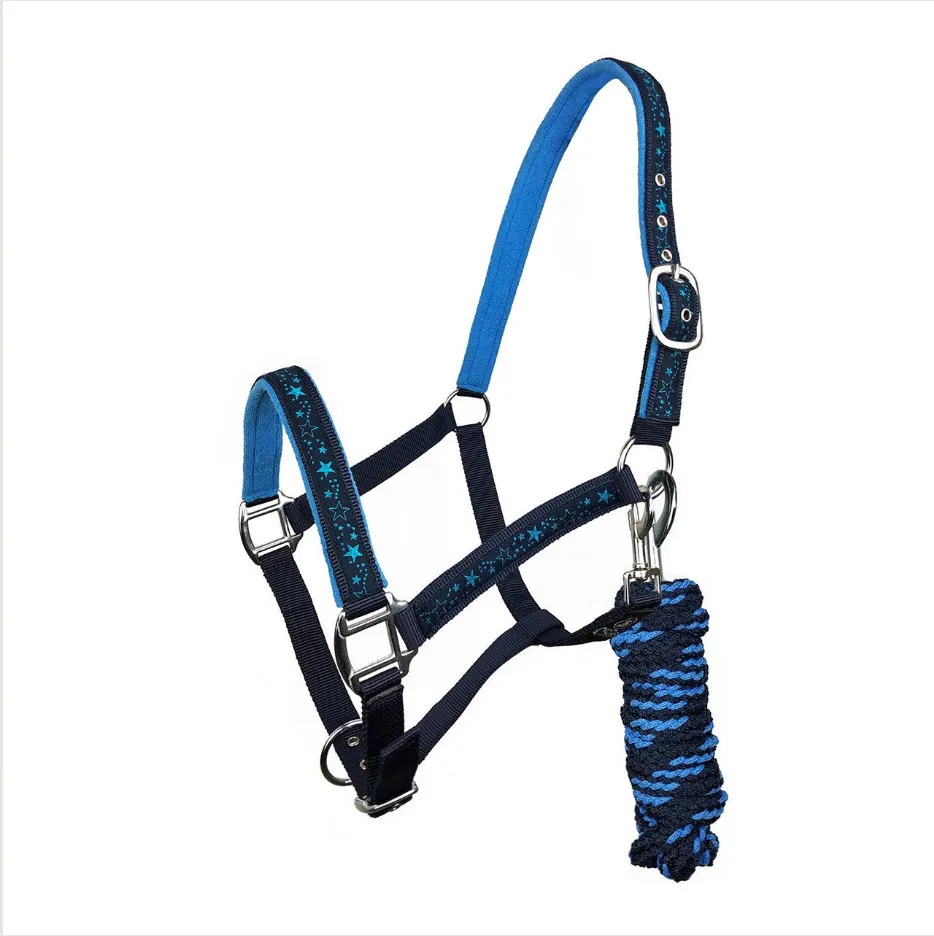 Недоуздок York Bella с чембуром бирюзово-голубой Cob