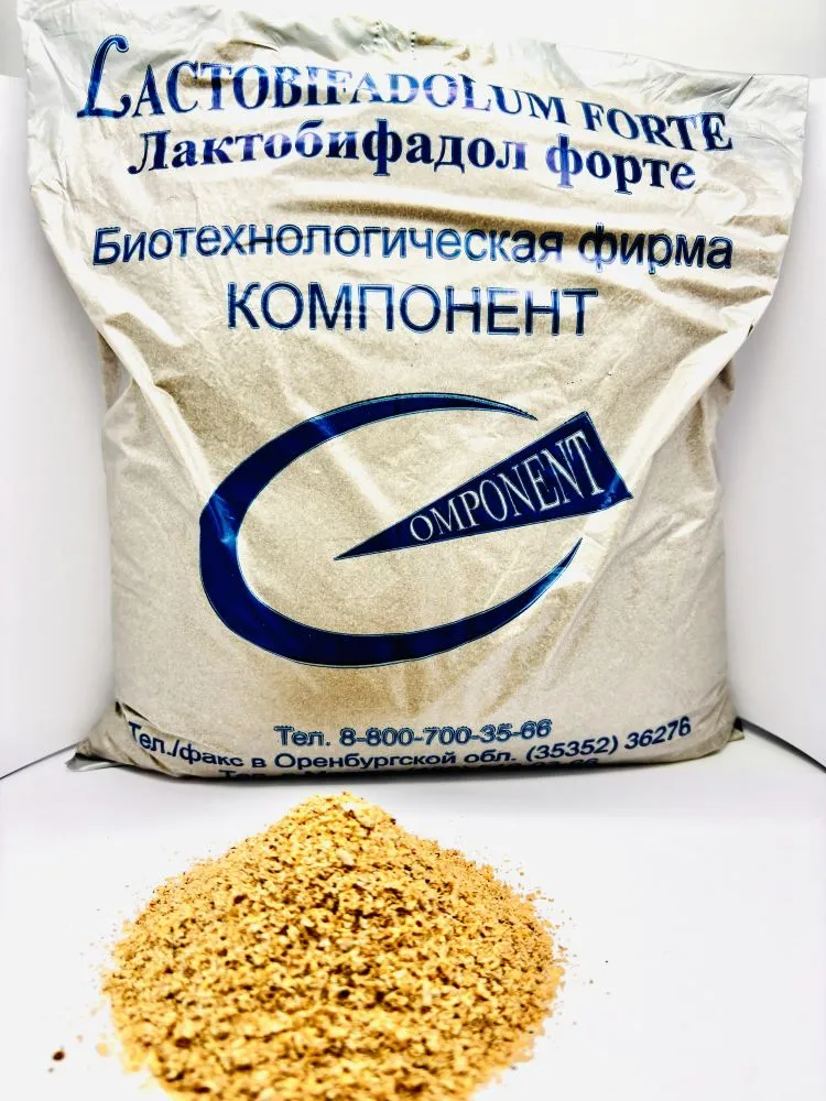 Компонент: Лактобифадол форте на отрубях, пребиотическая кормовая добавка для КРС, свиней, птиц, лошадей, 2 кг