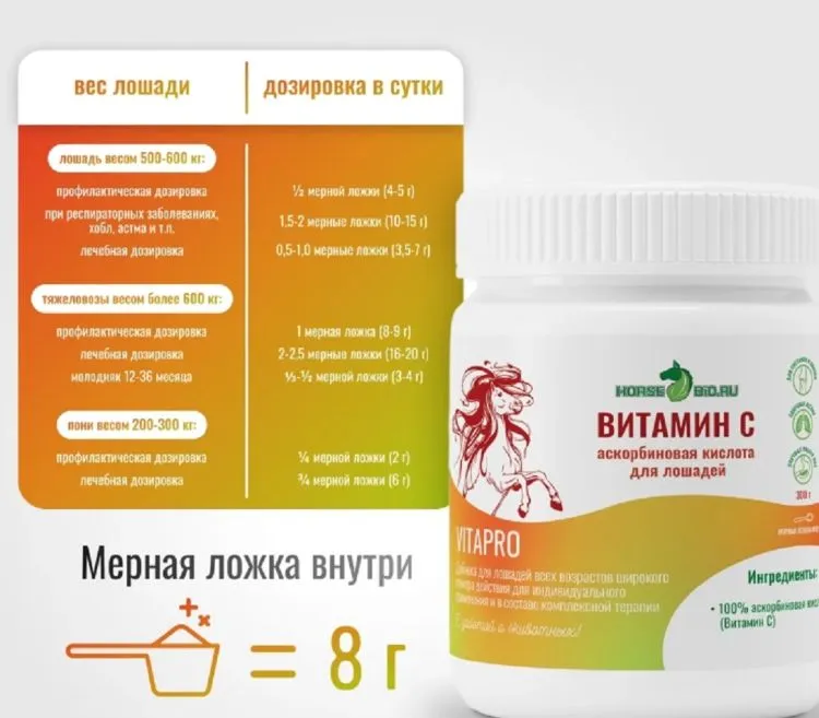 Horse-bio: Витамин С VitaPro для лошадей, 1 кг