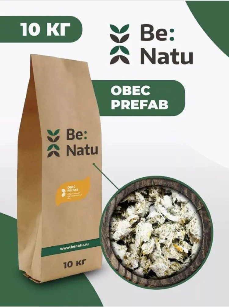 Be:Natu Овес Пре:фаб, термически обработанный овес, доступные углеводы, 10 кг