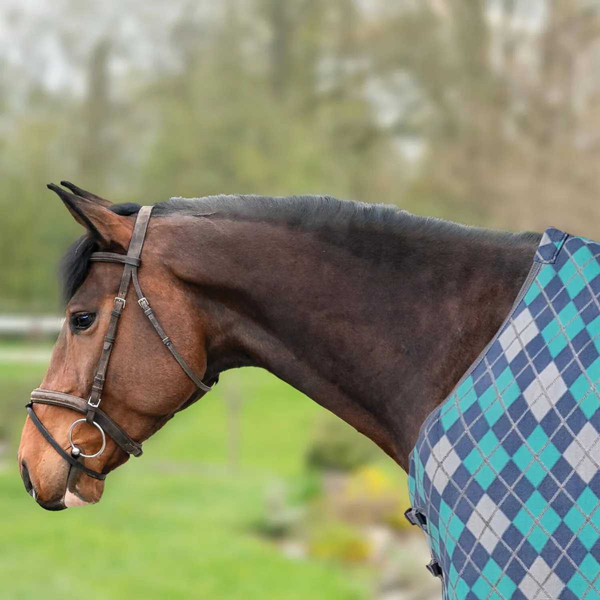 Попона HE Dalia флисовая серо-бирюзовая 135 см