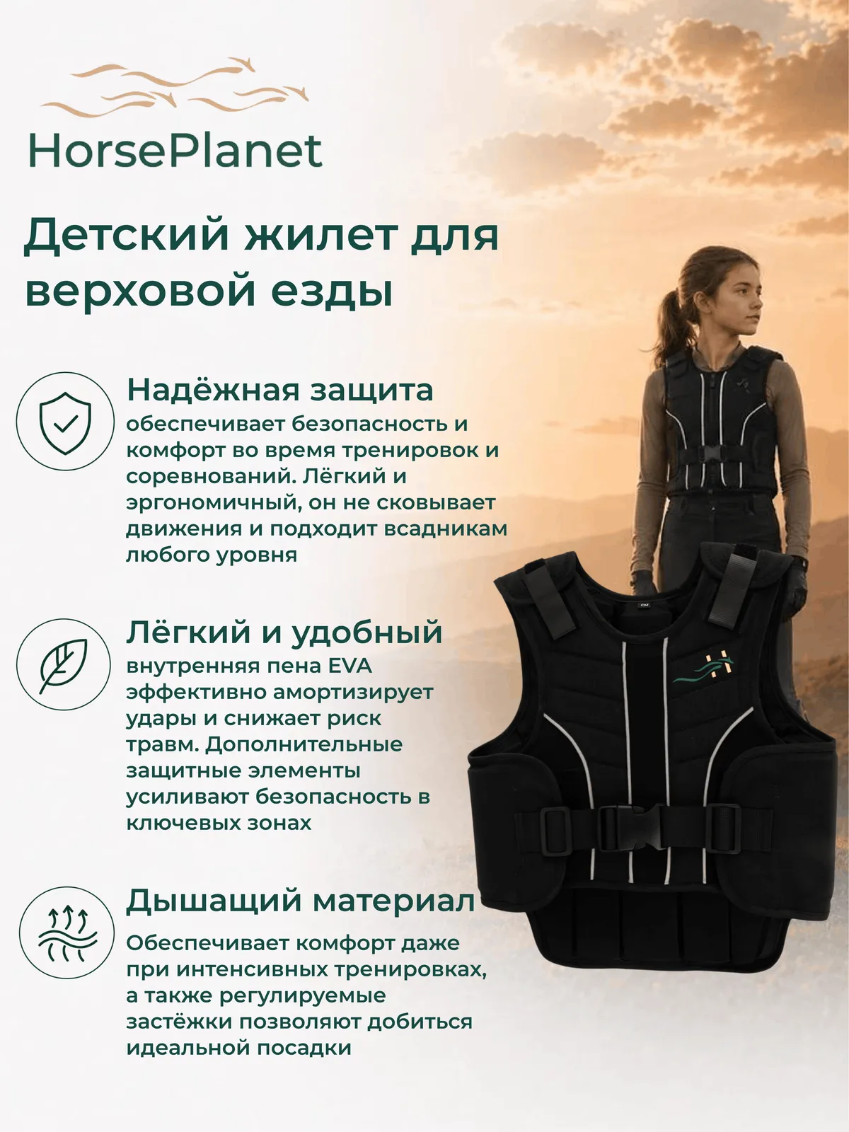 Детский жилет для верховой езды Кагуар HorsePlanet