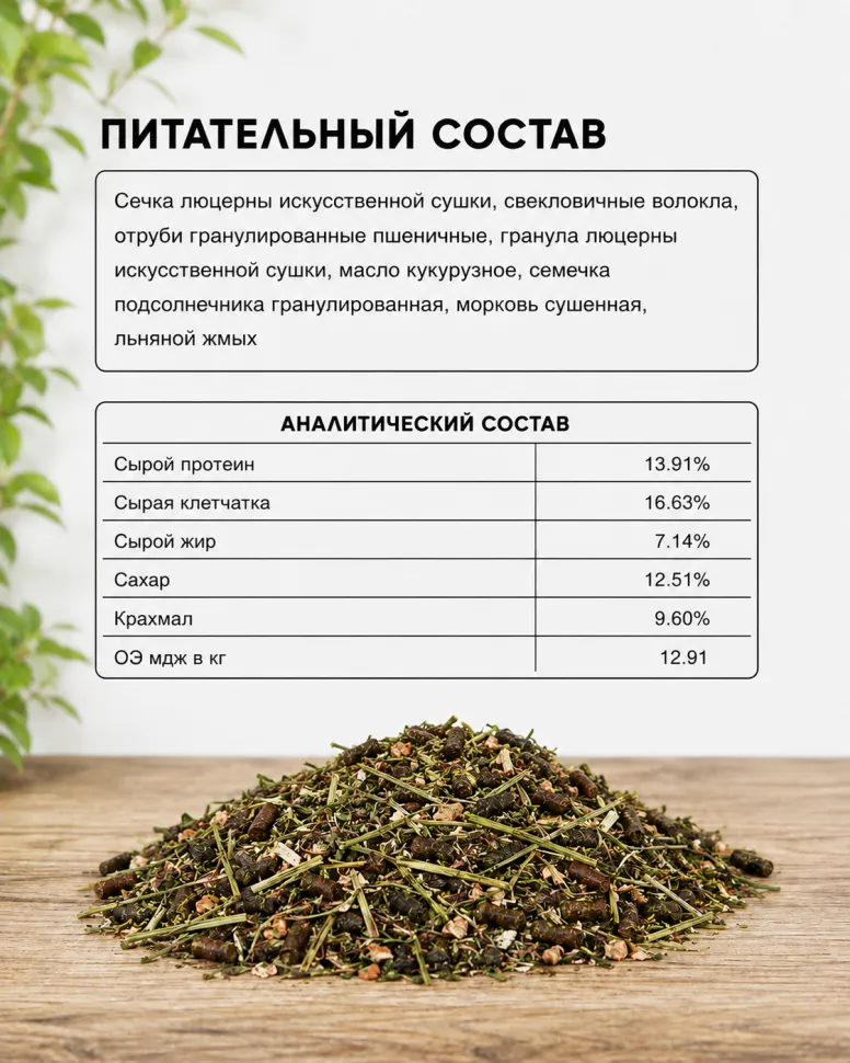 Be:Natu ОптиСтрукт микс, беззерновой на основе структурной клетчатки для лошадей, 20 кг