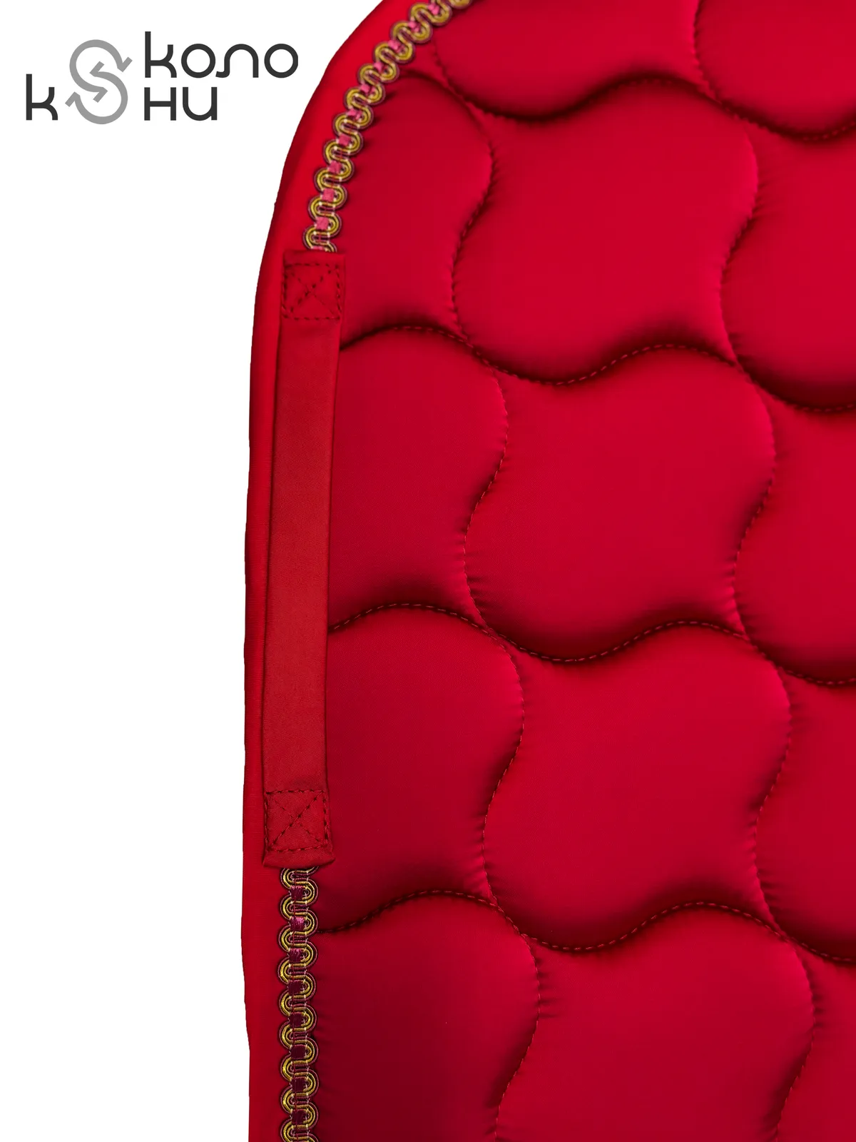 Вальтрап выездковый для лошади конный спорт, верховая езда ОколоКони, цвет красный, крупная стежка