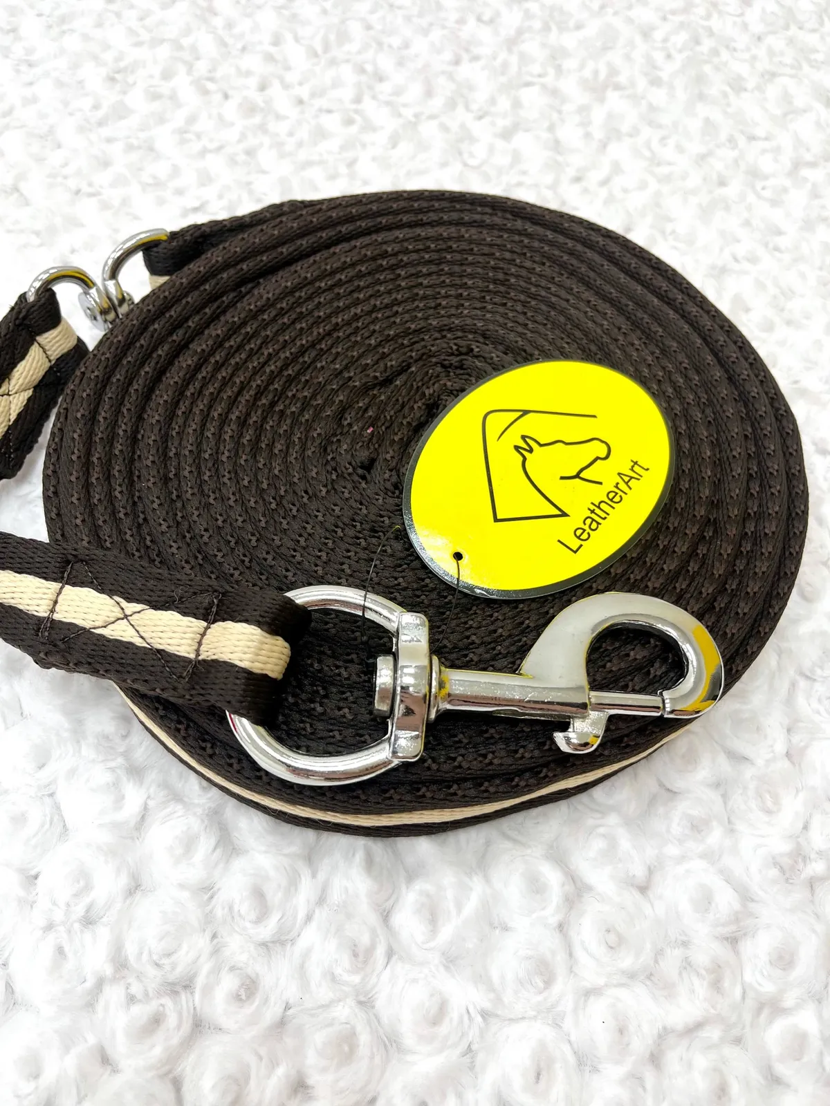 Корда Leather Art 8 метров коричневая с бежевой полоской
