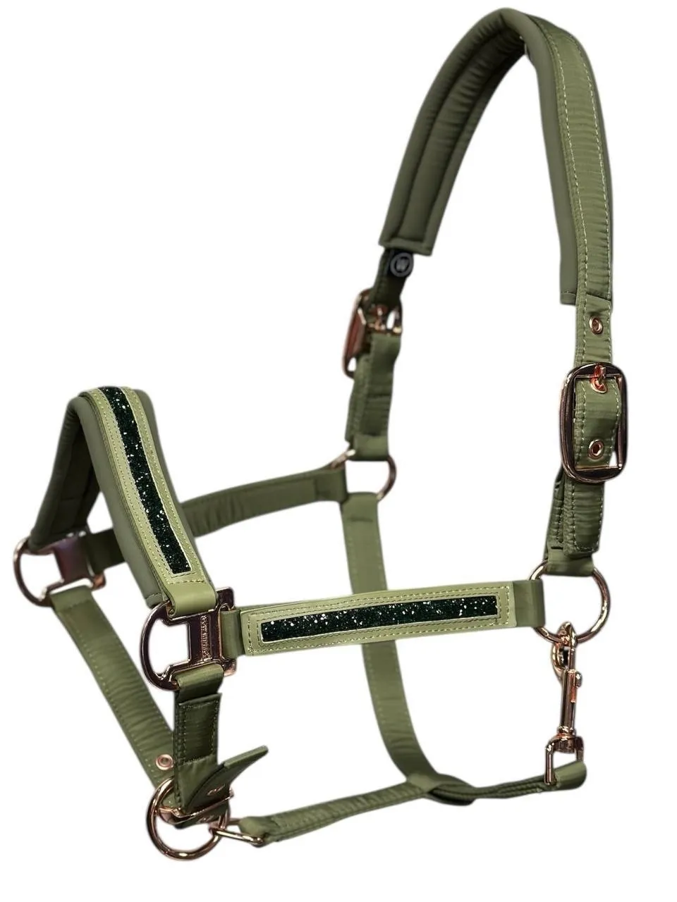 Недоуздок TGW оливка с конусовидными стразами коб