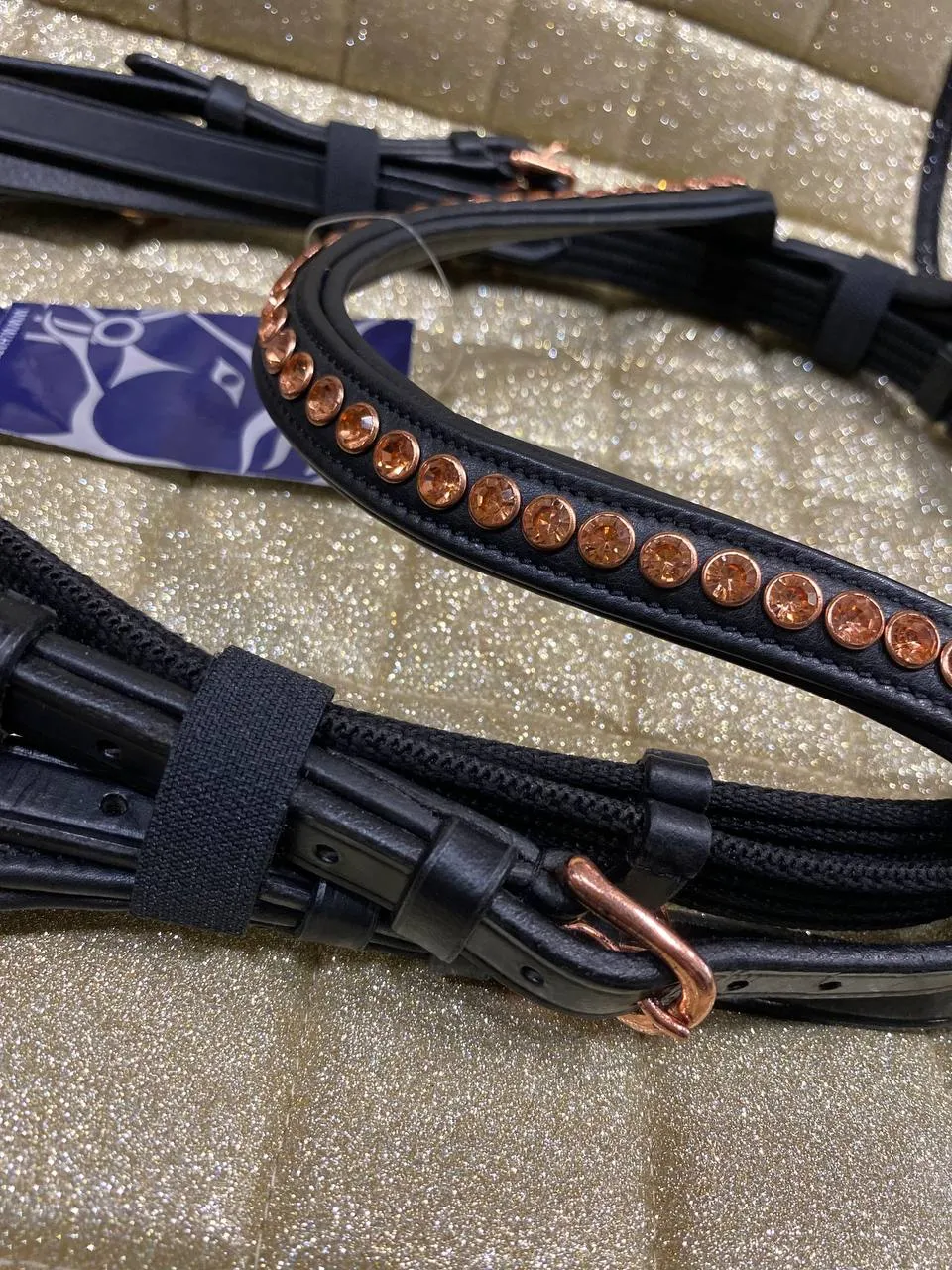 Уздечка Rosegold с анатомическим капсюлем, кристаллы розовое золото
