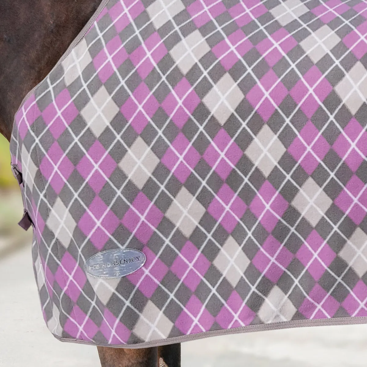 Попона HE Dalia флисовая серо-розовая 145 см