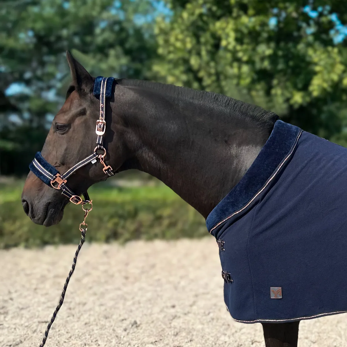 Попона York Gold Star флисовая без ремней синяя 125 см