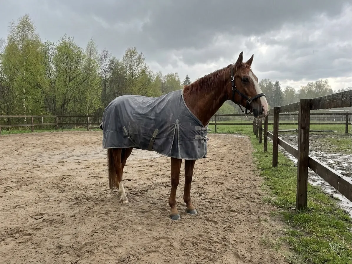 Попона прогулочная для лошади ОколоКони из софтшела, цвет серый, р-р 135