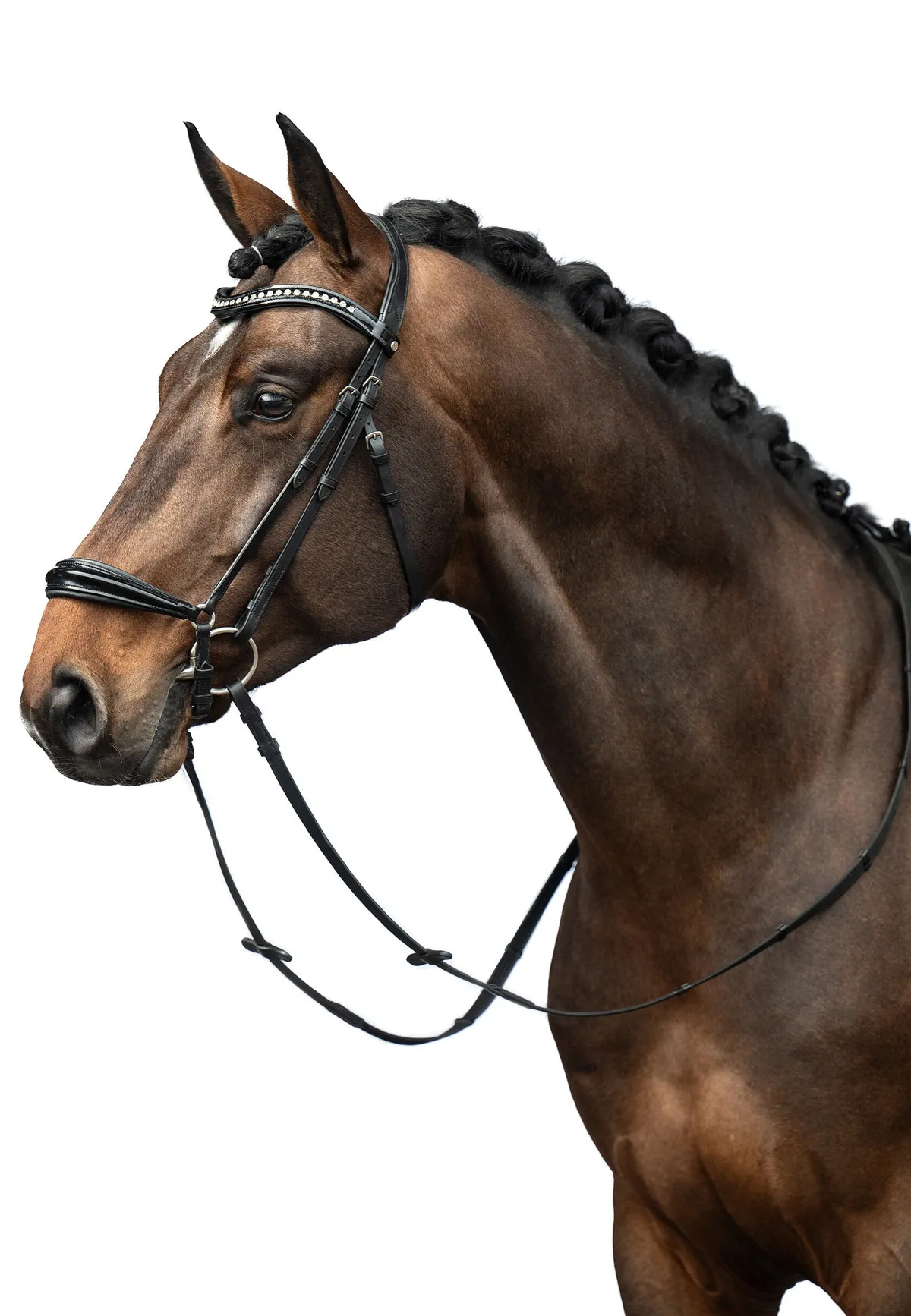 Уздечка с лаковым капсюлем HKM Carolin черный Full