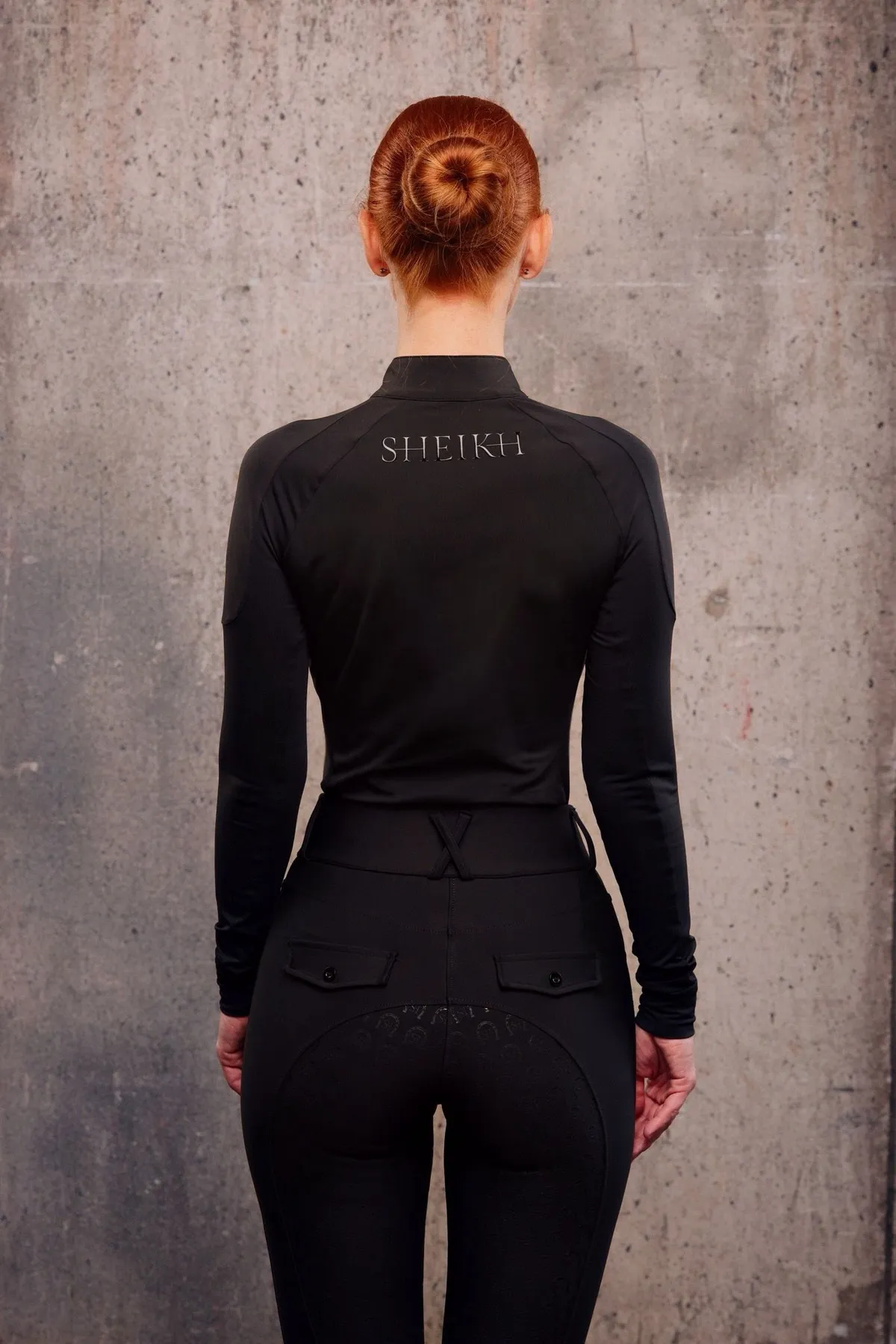 Лонгслив для верховой езды, конного спорта SHEIKH HORSE BRAND, коллекция ГЕЛАКСИ, цвет черный, р-р M