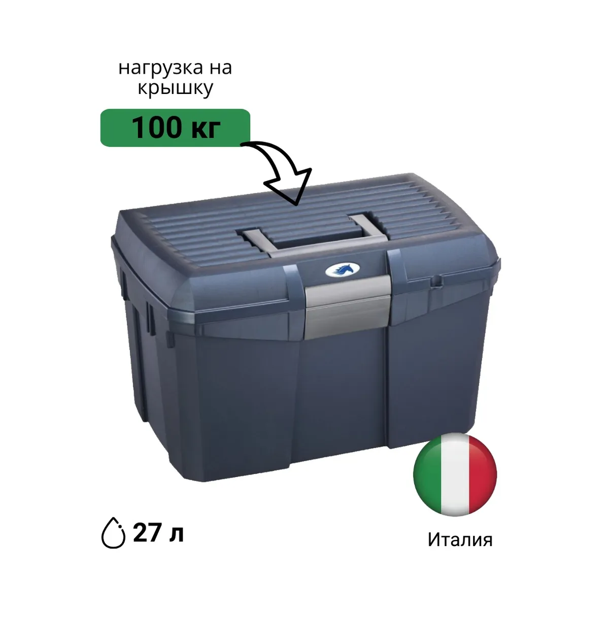 Ящик для щеток лошадей 27 л, нагрузка до 100 кг, Panaro (Италия), синий