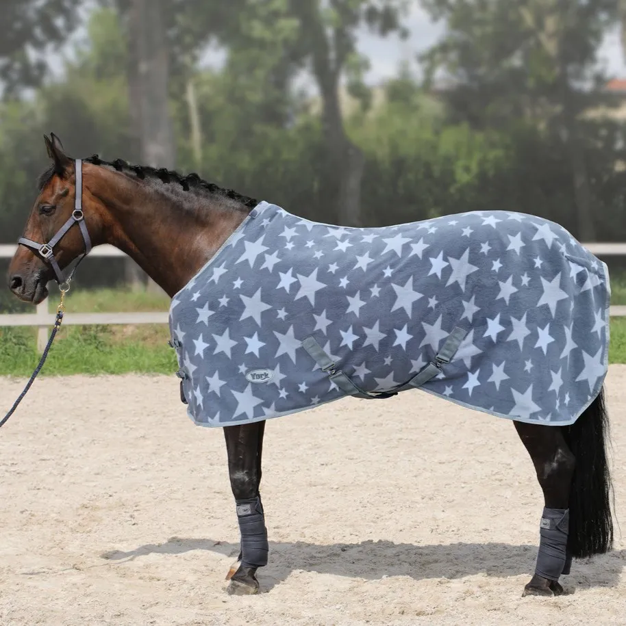 Попона York Stars флисовая с ремнями серый/звёзды 135 см