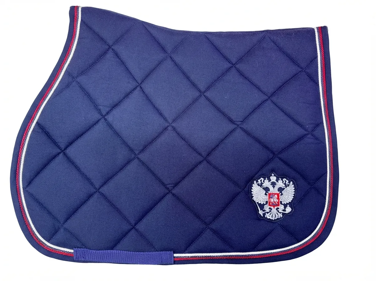Вальтрап конкурный Российская Федерация для конного спорта ОколоКони, цвет синий, крупная стежка