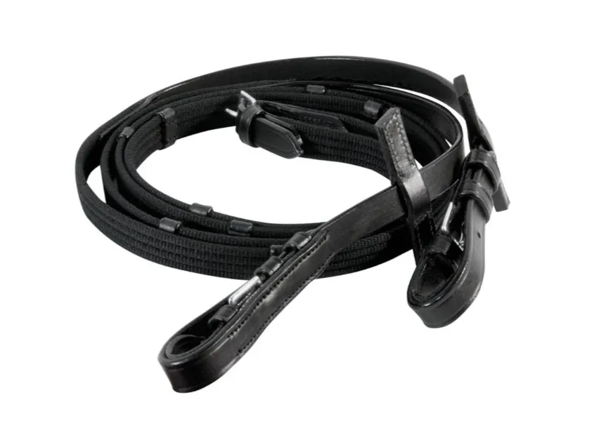 Поводья York комбинированные кожа/тесьма черные