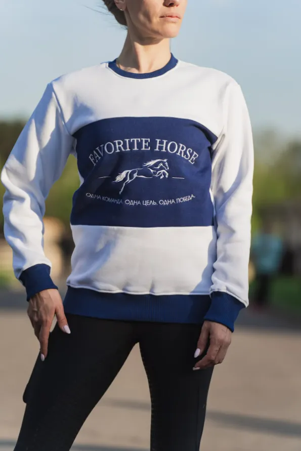 Свитшот утеплённый FAVORITE HORSE (бело-синий, xs)