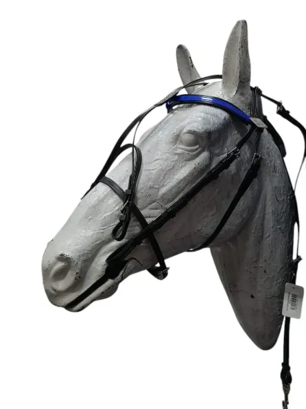 Уздечка рысистая биотан с оберчеком (черный с синим)