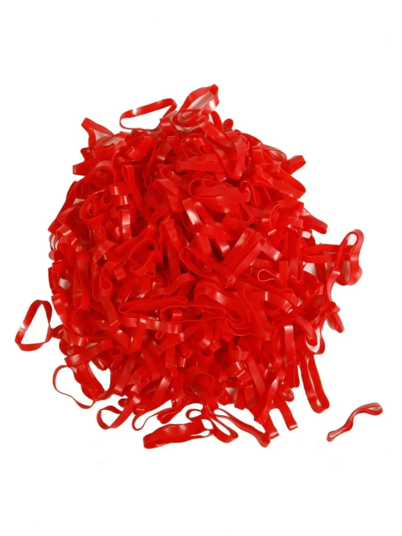Резинки для гривы широкие цветные (Красный, 500 шт.)